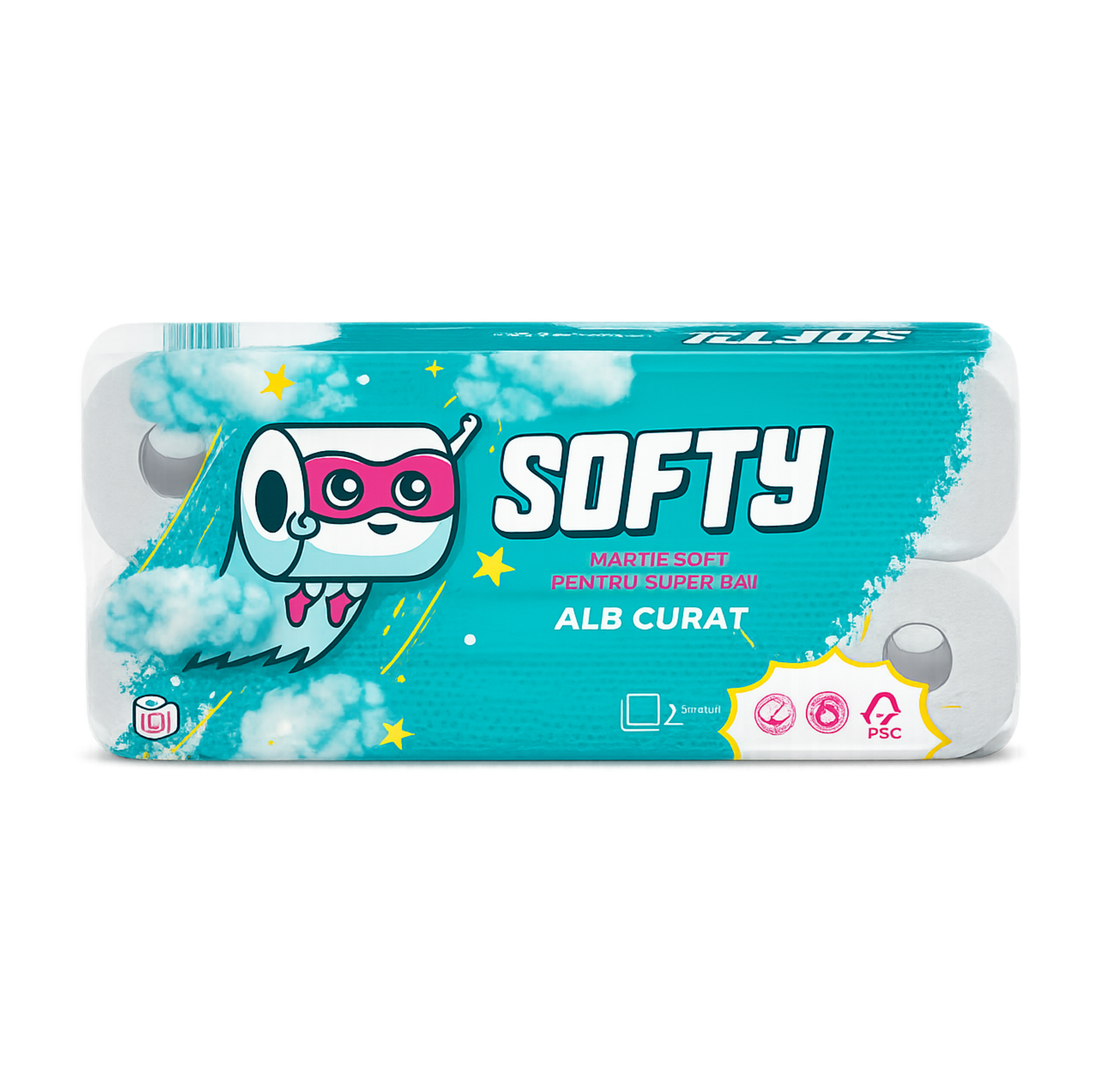 Hârtie igienică Alb SOFTY, 2 straturi, 10 role