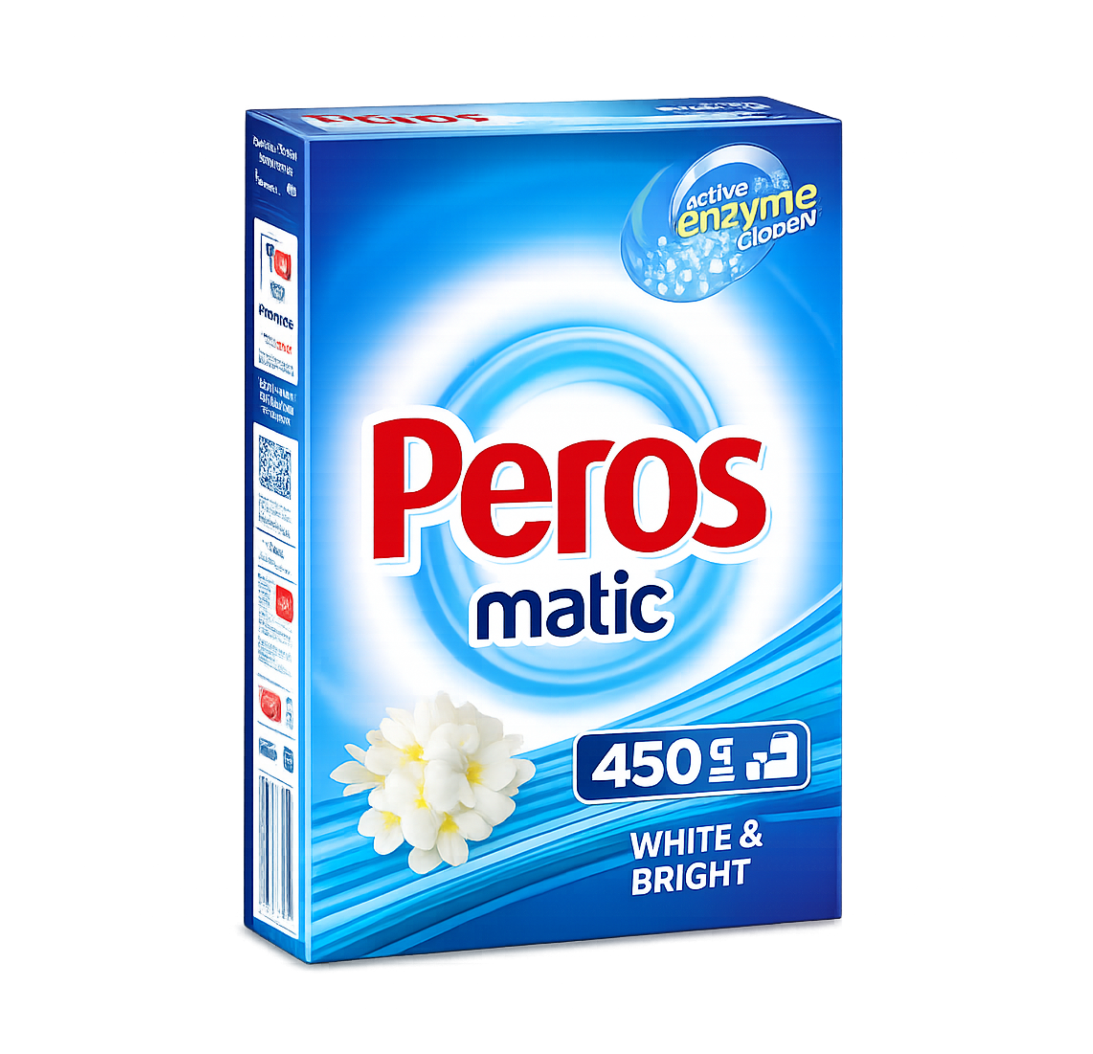 Detergent praf PEROS Automat 450 g (cutie carton) White & Bright