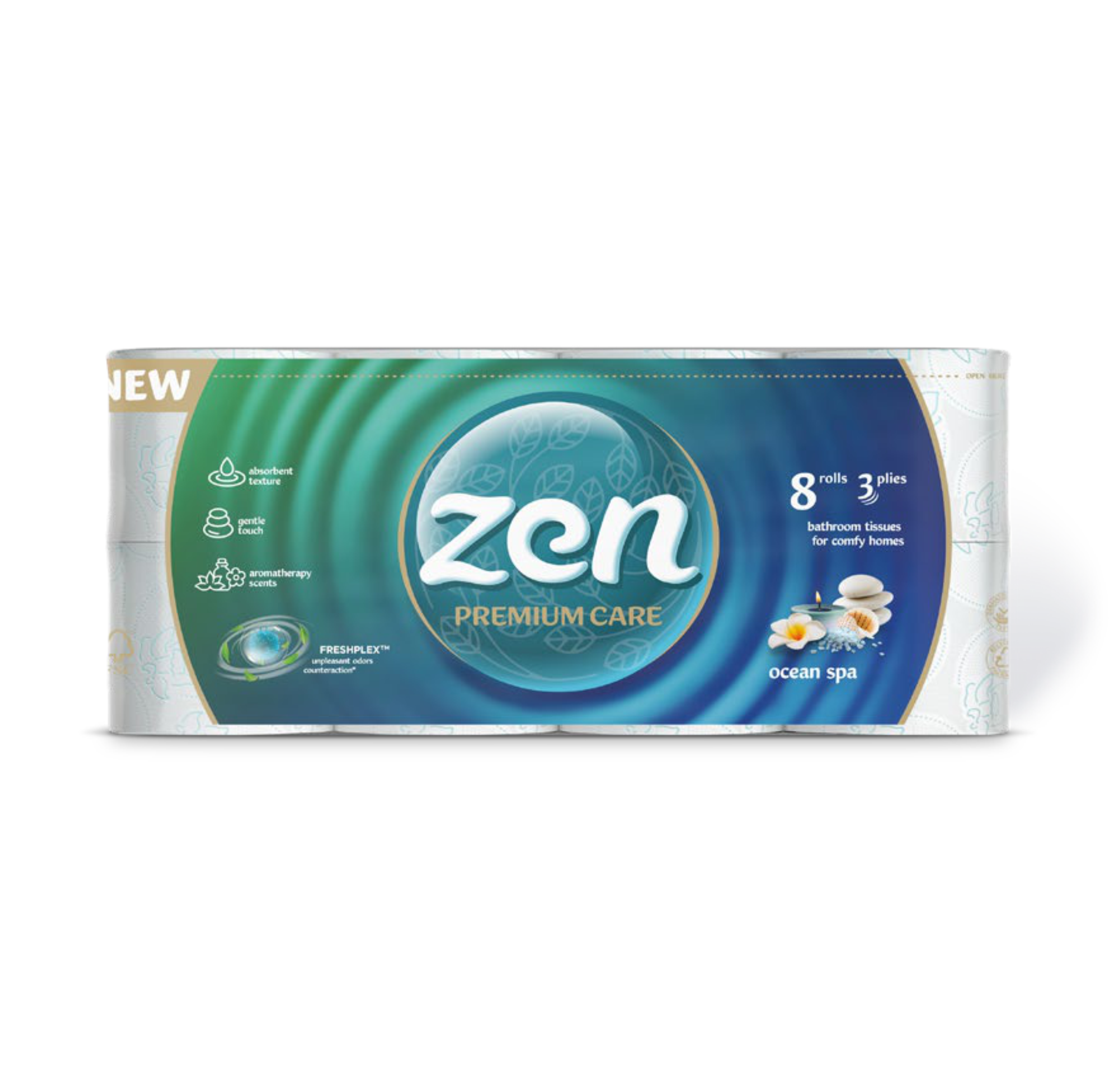 Hârtie igienică Premium Care Ocean SPA Zen, 3 straturi, 8 role