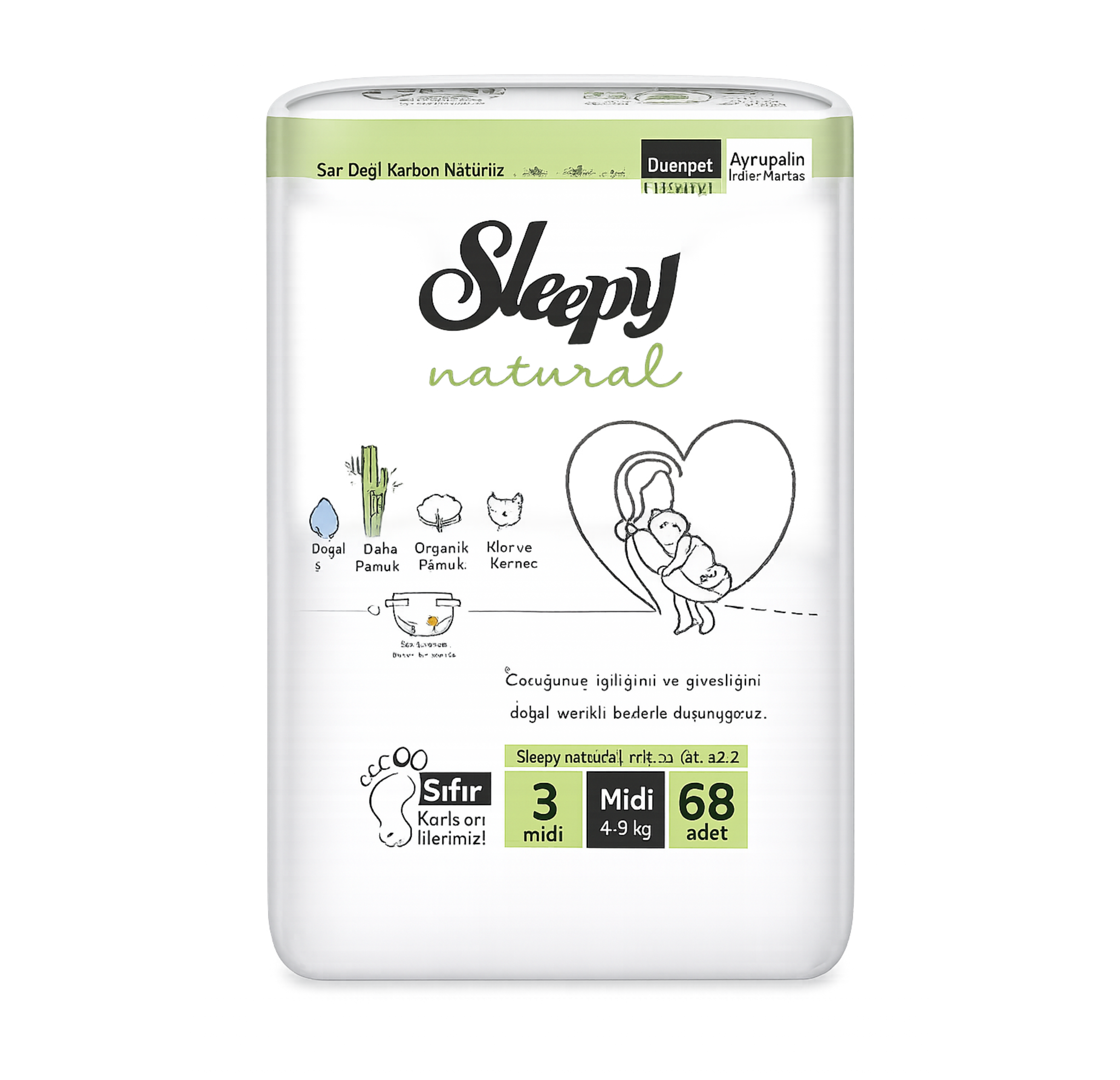 Chiloței Sleepy Mărimea 3 (4–9 kg) – 68 buc. + cadou săpun