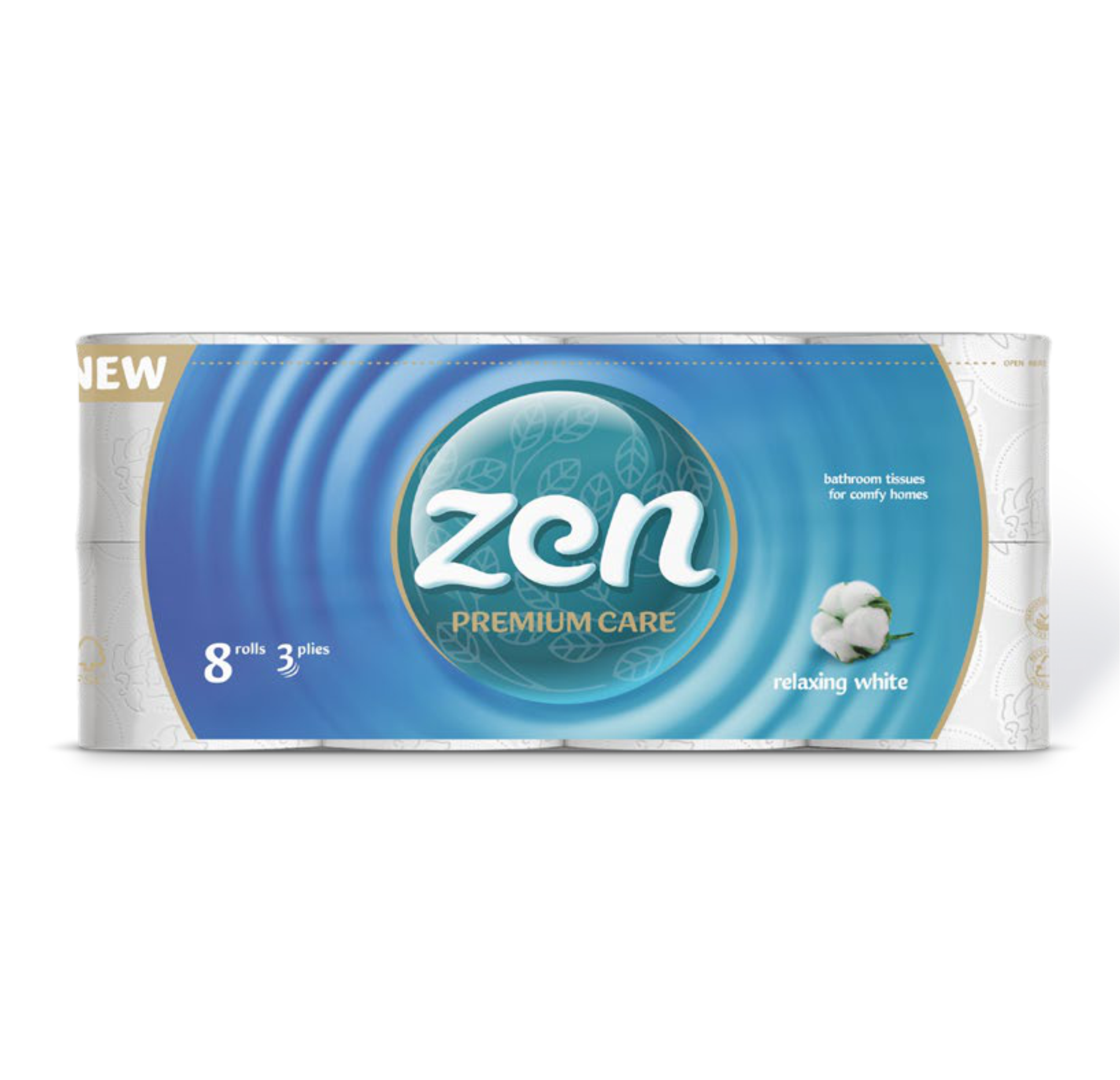 Hârtie igienică Relaxing White Zen, 3 straturi, 8 role