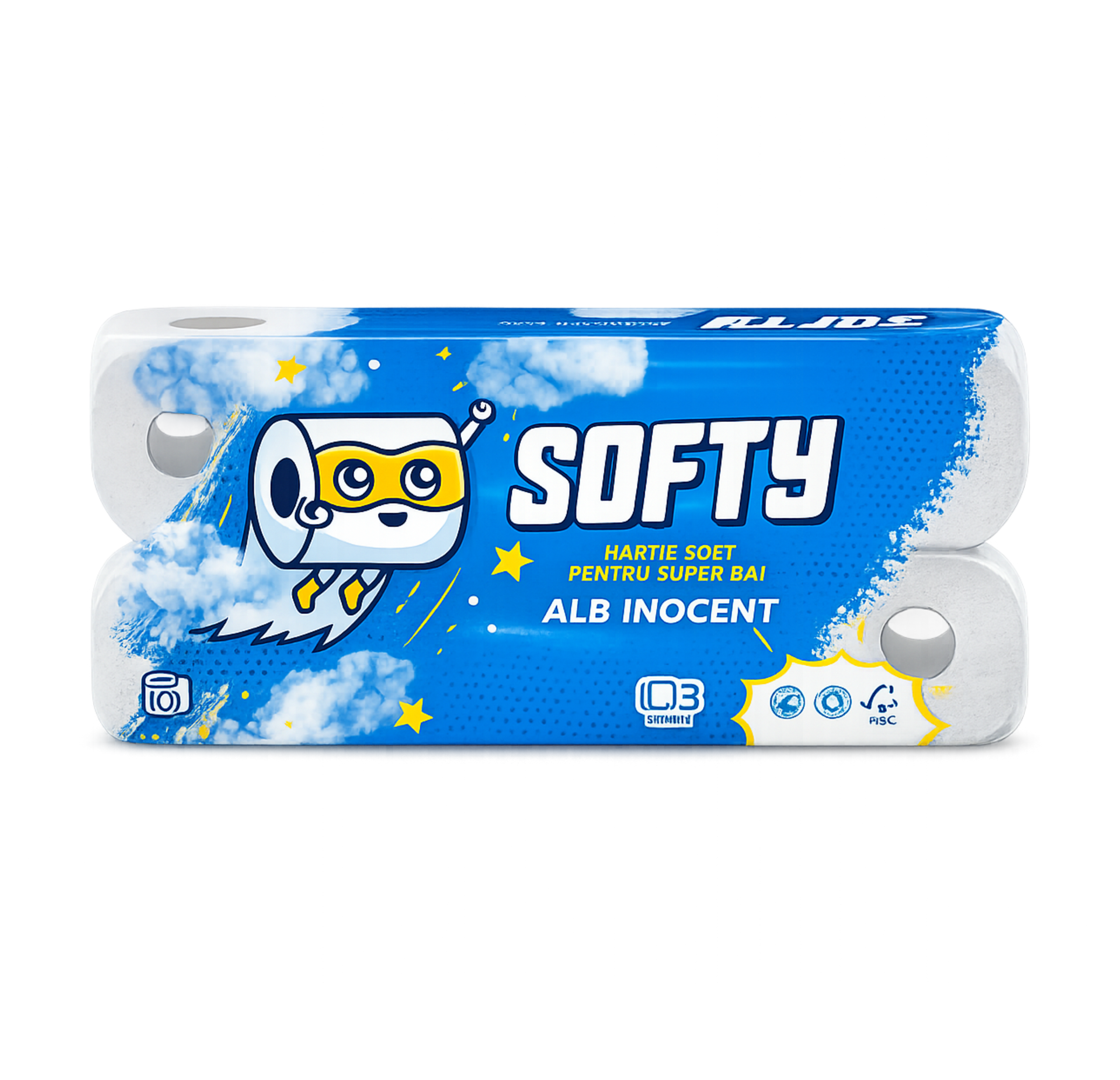 Hârtie igienică Alb SOFTY, 3 straturi, 10 role