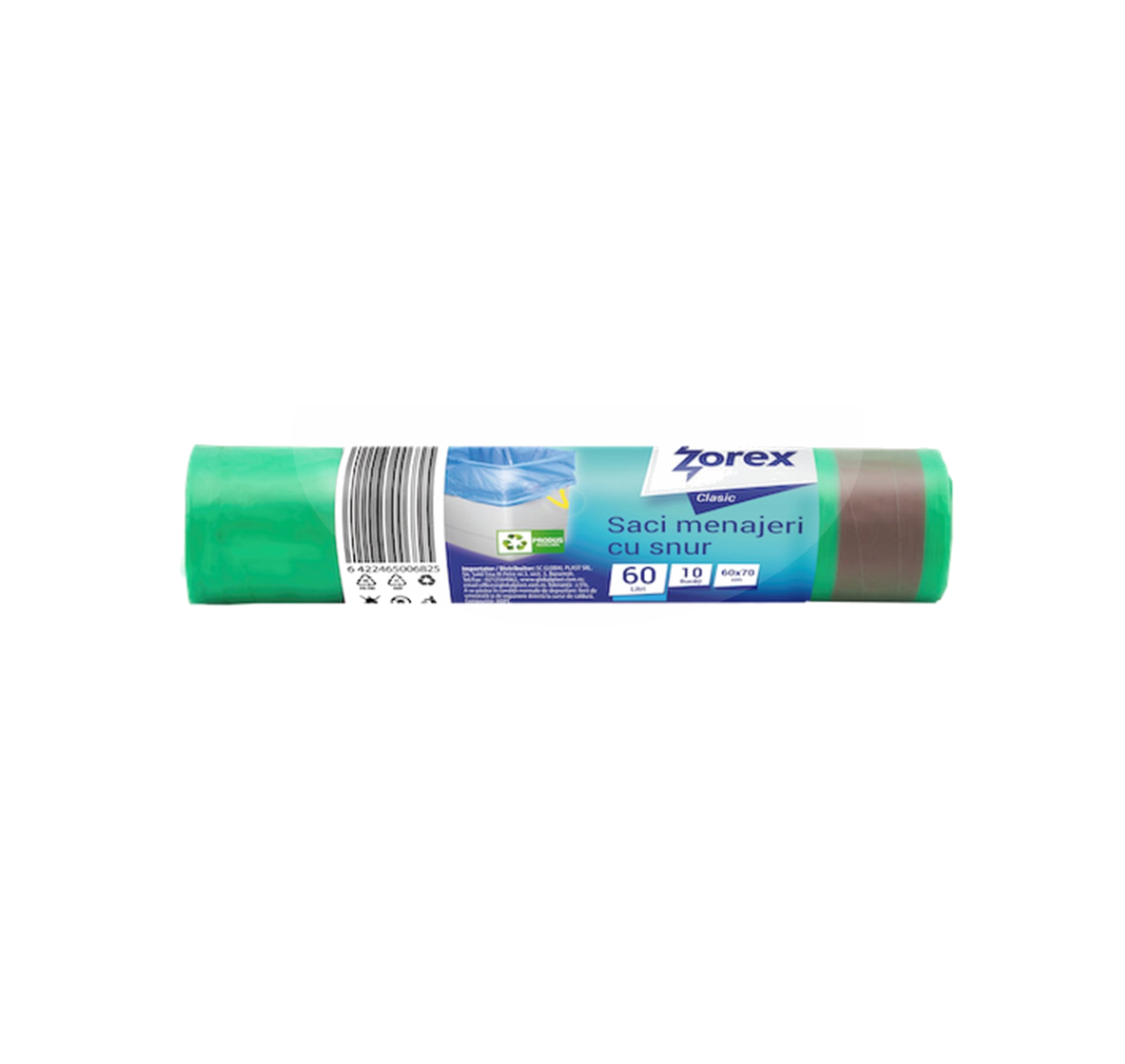Saci pt gunoi Zorex 60L*10 buc Verde cu snur (GSM1060)