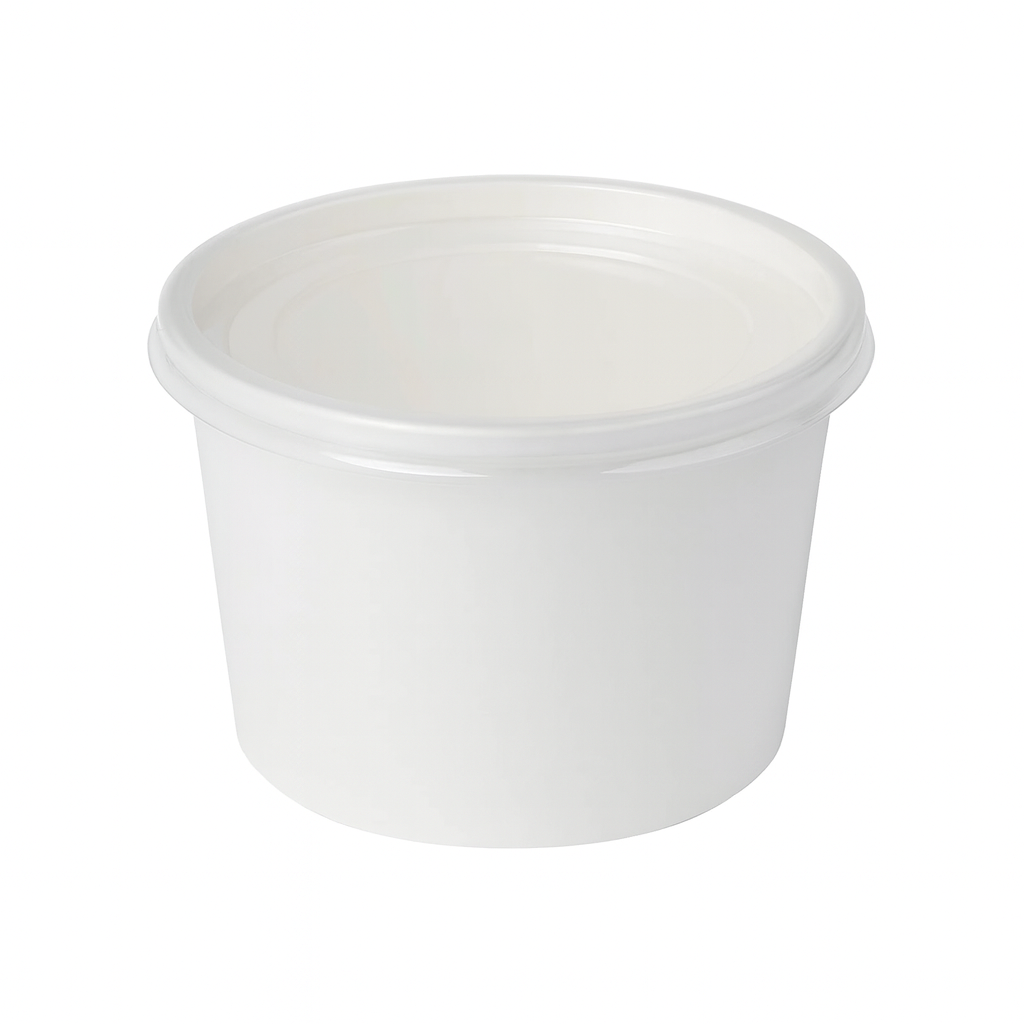 Boluri supa din hirtie cu capac 0.500 ml ALB