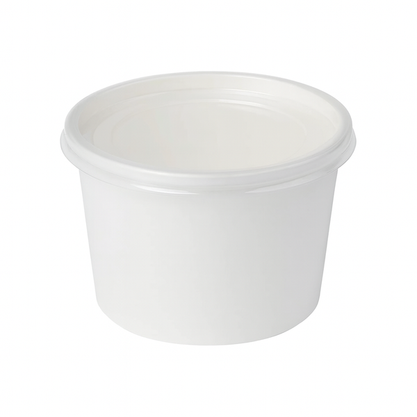 Boluri supa din hirtie cu capac 0.500 ml ALB