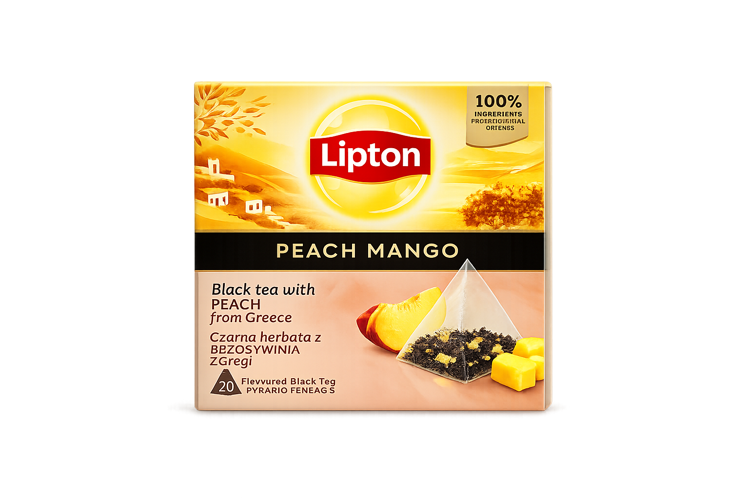 Ceai Lipton negru Piersic si Mango 20p Pyramida