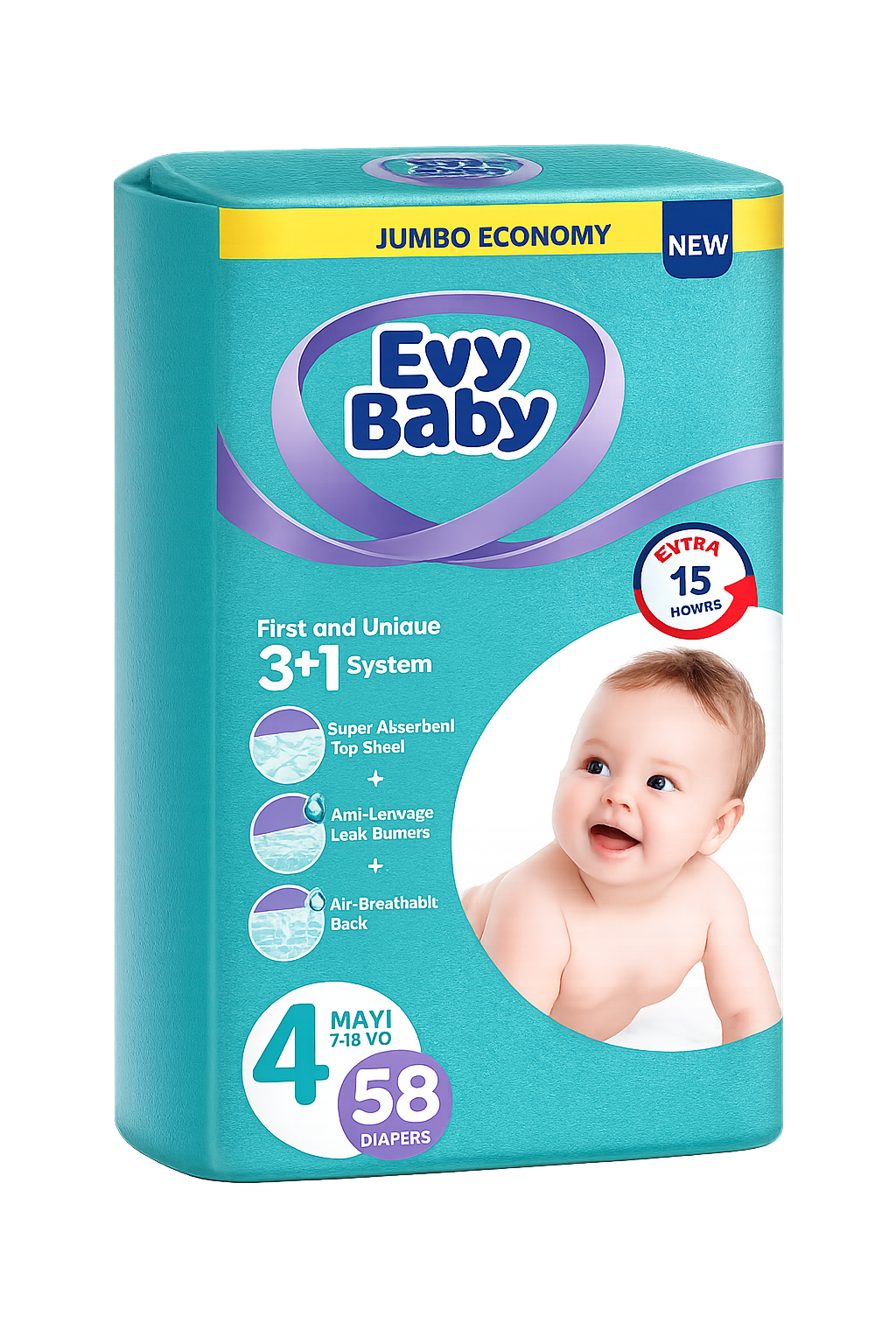 Evy Baby Jumbo Nr 4 (7-18kg) 58 pcs