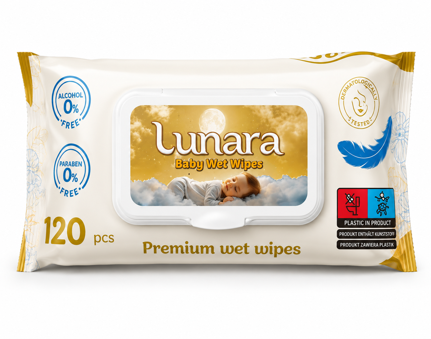 Servetele umede Lunara 120buc cu capac