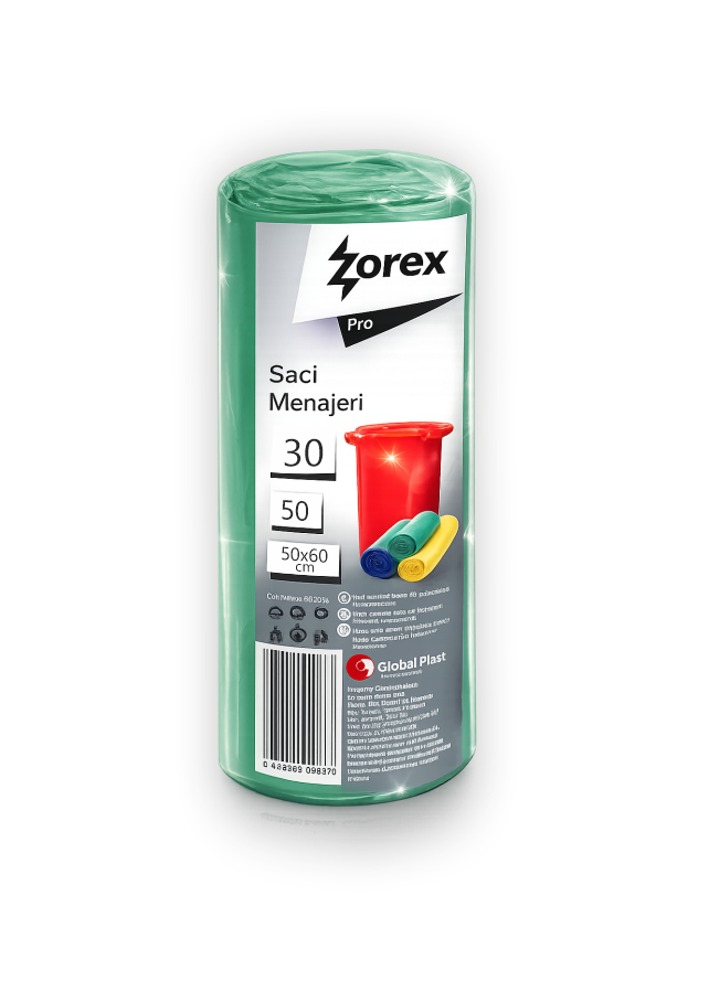 Saci pt gunoi Zorex 30L*50 buc Verde (GSM305)