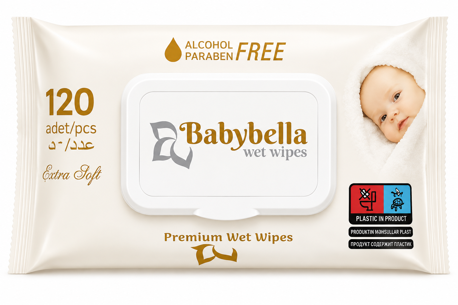 Servetele umede Babybella 120buc cu capac Baby